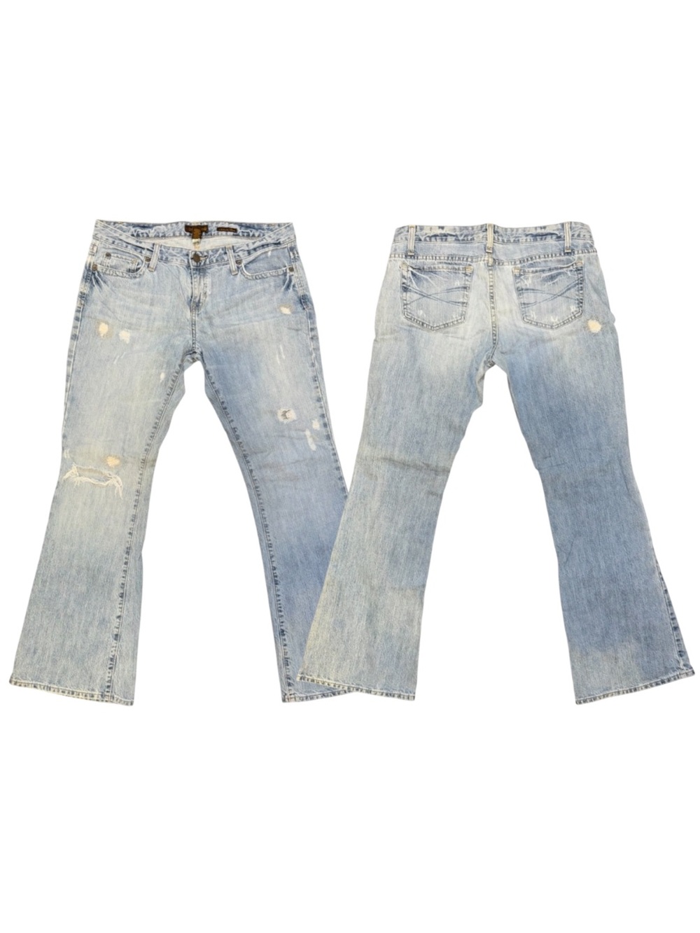 Distressed Light Blue Flare Jeans